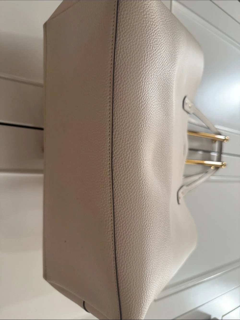COACH Pebbled Leather Tote in off white with Gold Hardware